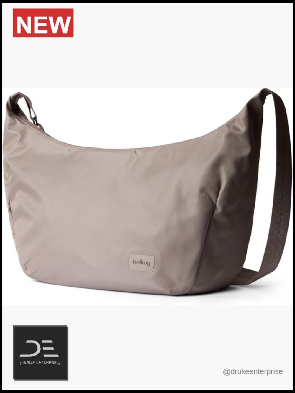 Streamlined Crescent Crossbody Bag with Adjustable Strap, 12 Liter